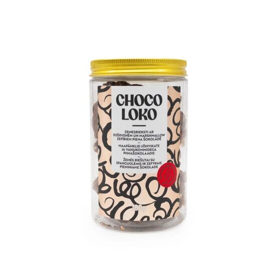 ZEMESRIEKSTI AR DZĒRVENĒM UN ZEFĪRIEM PIENA ŠOKOLĀDĒ, CHOCO LOKO, 180G